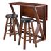 3-Pc Drop Leaf High Table with Cushion Seat Counter Stools, Walnut and Espresso