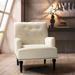 Upholstered Armchair Accent Chair with Elaborately Carved Wood Legs and Nailhead Trim