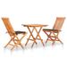 vidaXL 3 Piece Bistro Set with Taupe Cushions Solid Teak Wood - 23.6" x 23.6" x 25.6"