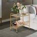 Mobile Gold Glass-top End Table with Magazine Rack
