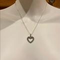 Coach Jewelry | Coach Pave Crystal Heart Pendant .925 Sterling Silver Necklace | Color: Silver | Size: 18” In Length