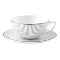 Wedgwood Jasper Conran at Pinstripe Teacup & Saucer Sml, White with Platinum Stripes (1058026)