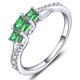YL Engagement Ring 925 Sterling Silver Princess cut May Birthstone Simulated Emerald 3 Stone Wedding Ring for Women Bride(SizeM)
