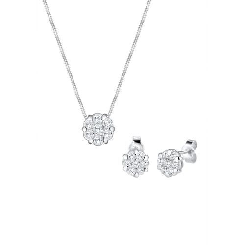 Elli – Elli Schmuckset Blume Zirkonia 925 Sterling Silber Schmuck-Set Damen