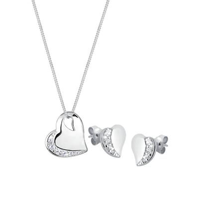 Elli - Herz Zirkonia 925 Sterling Silber Schmuck-Set 1 ct Damen