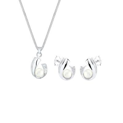 Elli DIAMONDS - Diamant Süßwasserperlen 925 Sterling Silber Schmuck-Set 1 ct Damen (179.99 € / 1 ct)