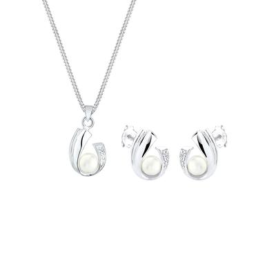 Elli DIAMONDS - Diamant Süßwasserperlen 925 Sterling Silber Schmuck-Set Damen