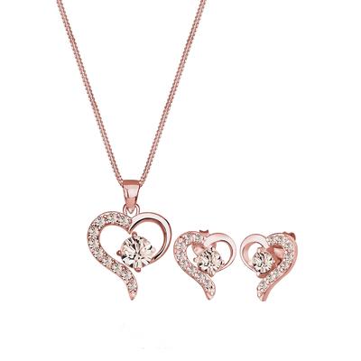 Elli - Herz Kristalle Edel 925 Silber Schmuck-Set Damen