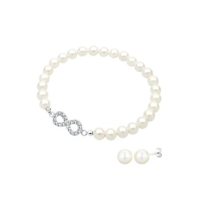 Elli - Elli Schmuckset Infinity Perle Basic Kristalle Schmuck-Set 1 ct Damen