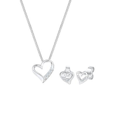 Elli DIAMONDS - Herz Liebe Diamant (0.075 ct.) 925 Silber Schmuck-Set 1 ct Damen