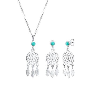 Elli - Elli Schmuckset Kette Hänger Traumfänger Boho Howlith 925 Silber Schmuck-Set 1 ct Damen