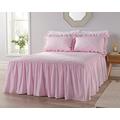 Diana Cowpe SMALL DOUBLE (48") Bedspread 3 Piece Set inc Pillow Shams - PINK - Quilted Traditional Vintage Style Fitted Valance Throw / *MADE IN UK* / Premium Quality Lightweight Layer Anti-Allergy