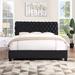 Rosdorf Park Gabreilla Velvet Button Tufted Bed Wood & /Upholstered/Polyester in Black | 56 H x 83 W x 89.25 D in | Wayfair