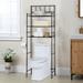 Latitude Run® 25.1" W x 61.5" H x 10" D Free-Standing Over-the-Toilet Storage, Bamboo in Black | 64.5 H x 23.5 W x 10.5 D in | Wayfair