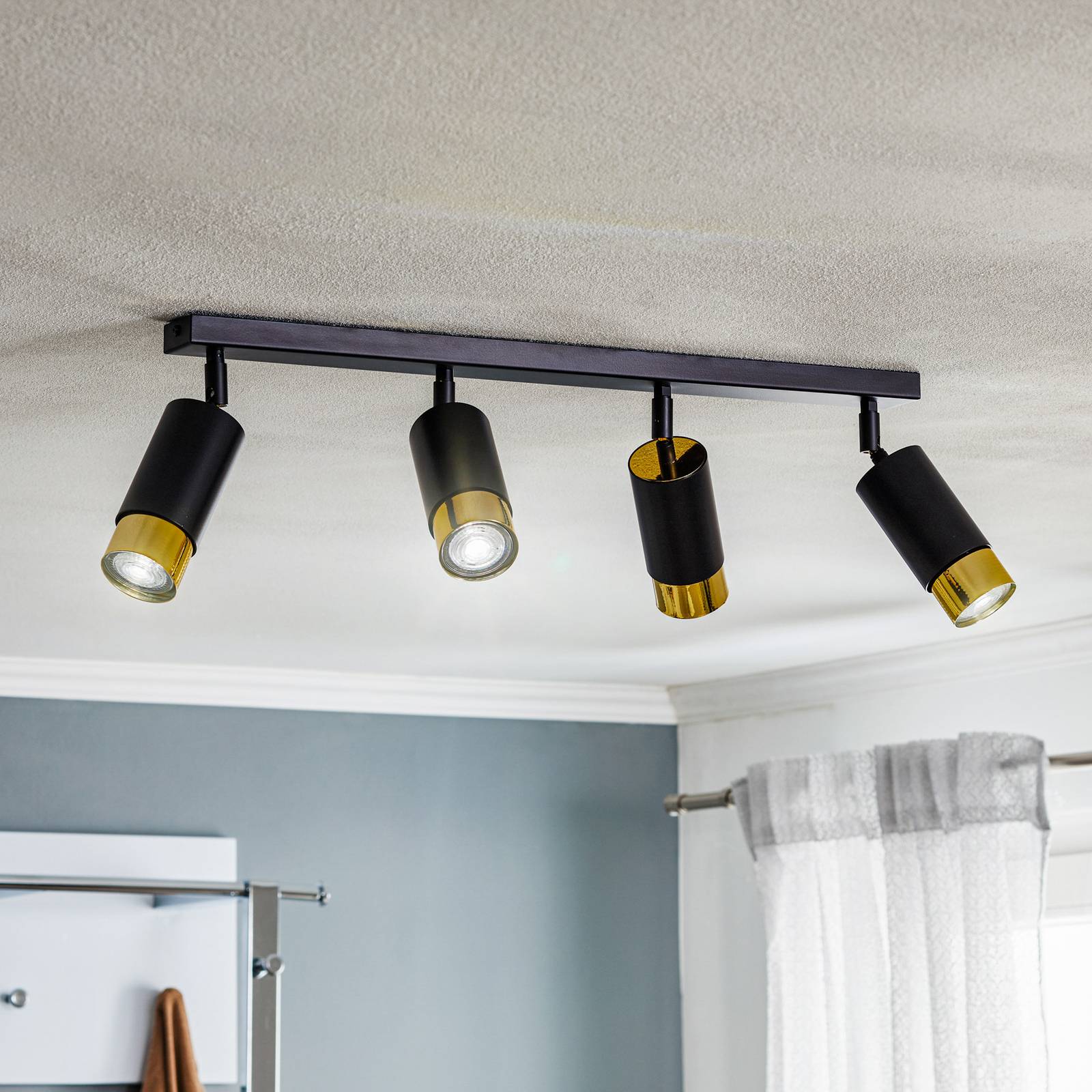 Deckenstrahler Kumo schwarz/gold vierflammig EMIBIG LIGHTING, dimmbar, schwarz, für Wohn- / Esszimmer, Metall, Modern, Strahler