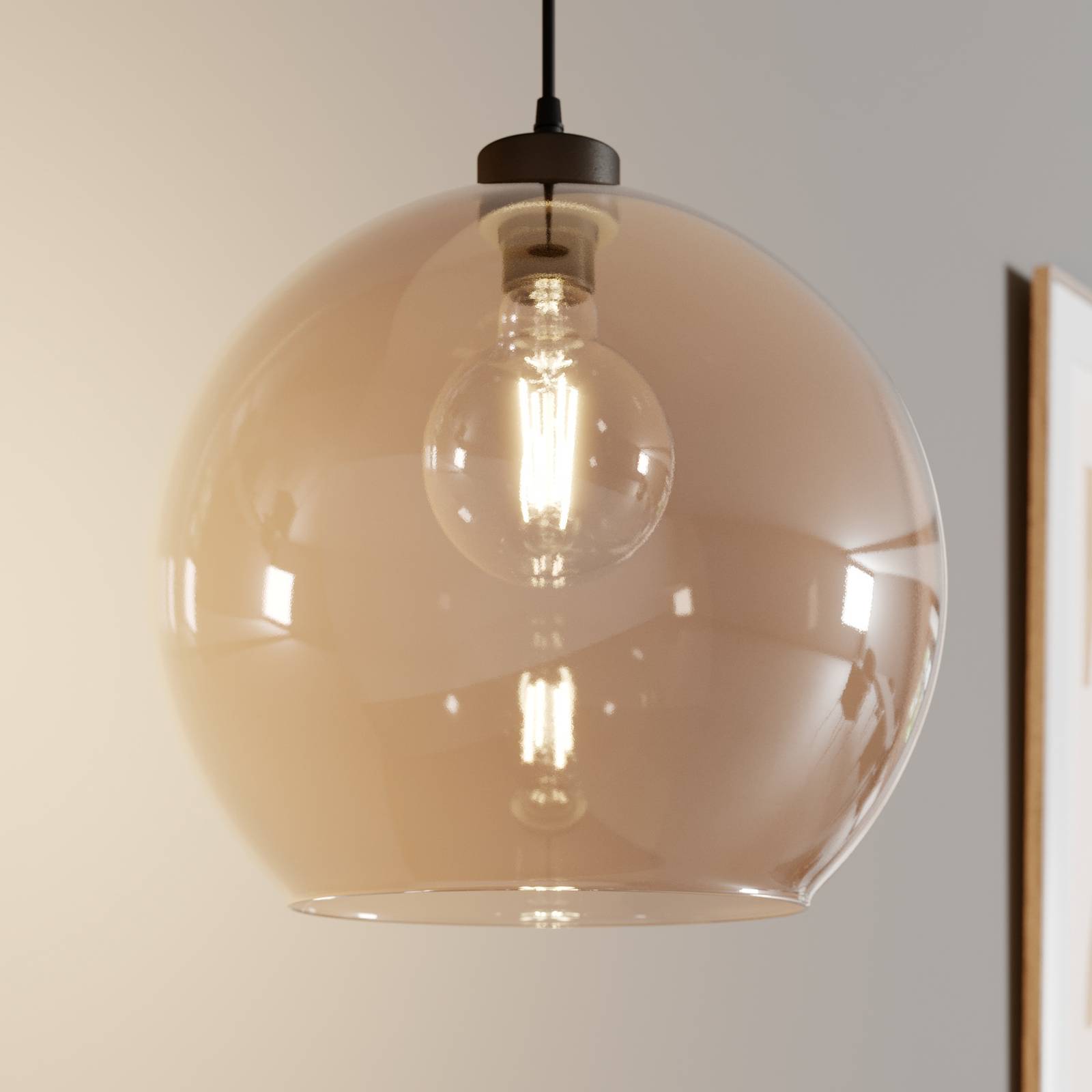 Glas Hängelampe Cubus TK Lighting, dimmbar, creme / amber, für Wohn- / Esszimmer, Glas, Modern, Pendelleuchte