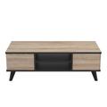 Table Basse 2 Tiroirs et 2 Niches L106,6 cm - Décor chêne et noir