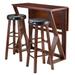 3-Pc Drop Leaf Table with Cushion Seat Bar Stools, Walnut and Espresso