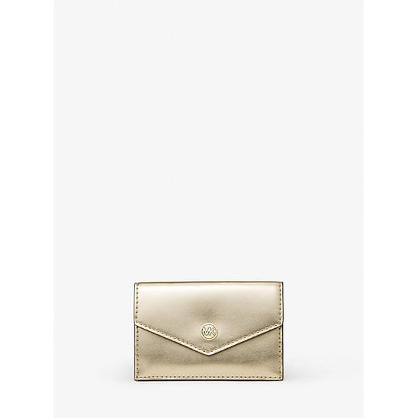 michael-kors-metallic-faux-leather-card-case-and-wallet-set-gold-one-size/