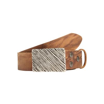 Ledergürtel, Damen, Gr. 100, braun (cognac), Leder, RETTUNGSRING BY SHOWROOM 019, unifarben, modisch,casual, Gürtel Ledergürtel, mit austauschbarer Schließe »Seegras Rechteck« Image