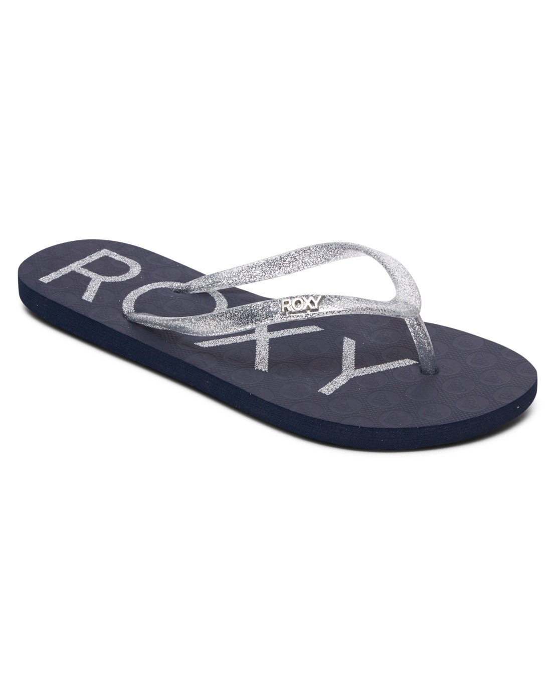 Sandale ROXY "Viva Sparkle", Damen, Gr. 9(40), blau (navy), Obermaterial:Obermaterial: 98% Synthetikmaterial, 2% Metall / Futter: 100% Synthetikmaterial / Außensohle: 100% Moosgummi;, Schuhe Sandale