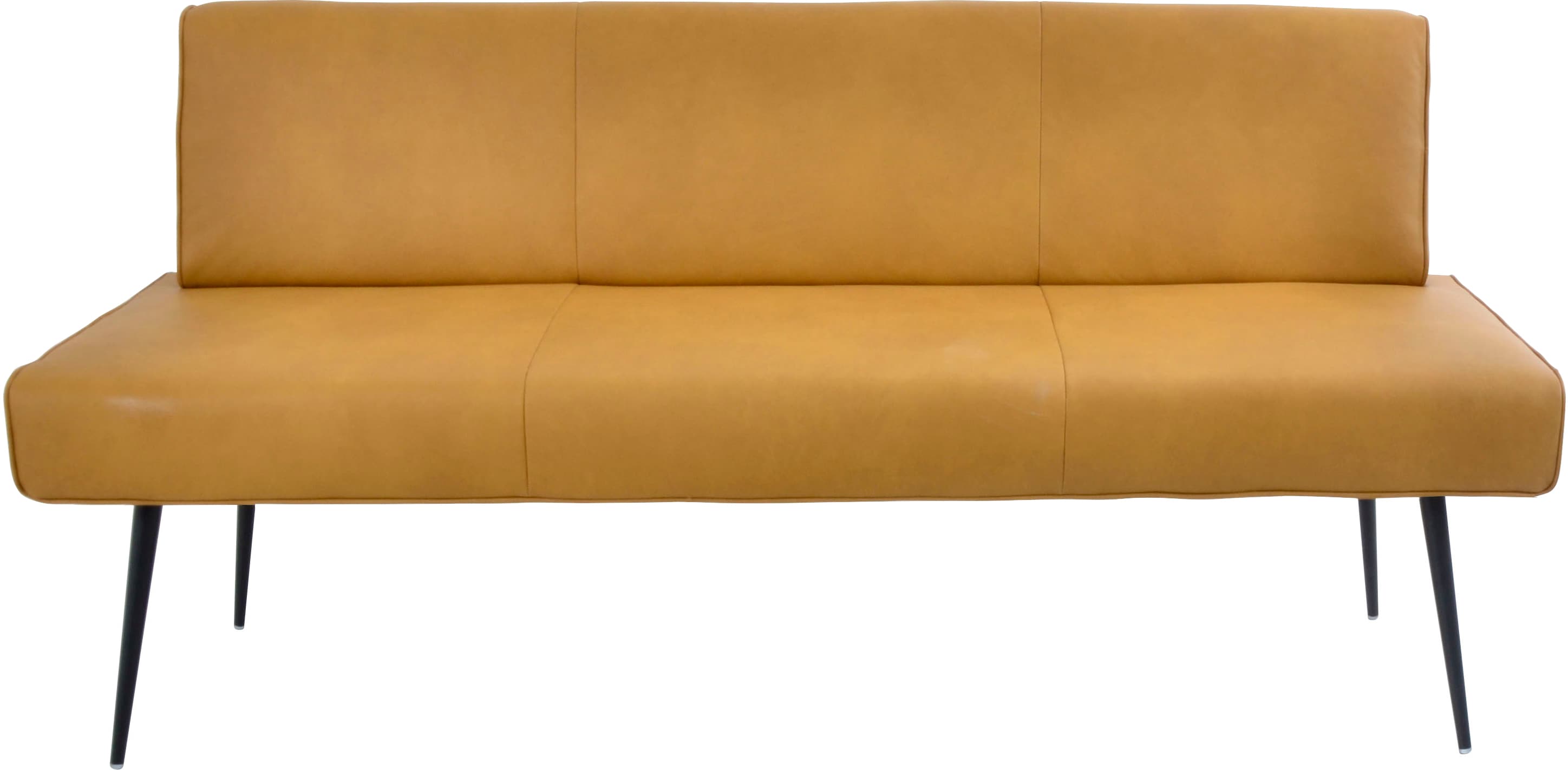 Polsterbank K+W KOMFORT & WOHNEN "Giacomo I", gelb (curcuma, schwarz), B:177cm H:87cm T:62cm, Sitzbänke, Polsterbank, Metallfüsse in schwarz, wahlweise in der Breite 200cm oder 177cm
