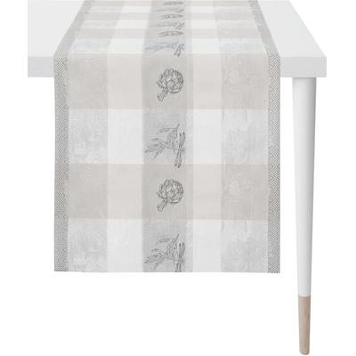 Tischläufer APELT "1615 Summergarden, Sommerdeko, Sommer", grau, B:48cm L:140cm, Polyester, Tischdecken, Jacquardgewebe