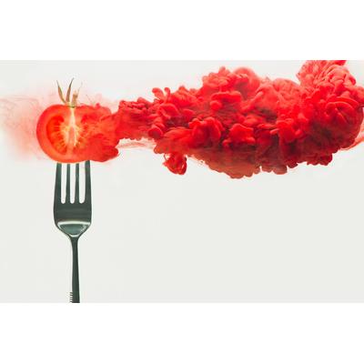 Fototapete PAPERMOON "Photo-Art DINA BELENKO, ZERFALLENE TOMATE", bunt, B:3,50m L:2,60m, Vlies, Tapeten