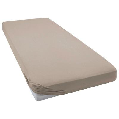 Spannbettlaken BELLANA "Jersey-Elasthan deLuxe", grau (taupe), B:200cm L:200-220cm, Jersey-Elasthan, Obermaterial: 95% Baumwolle, 5% Elasthan, Laken, für Boxspringbetten und sehr hohe Matratzen Image