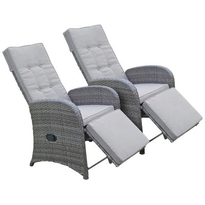 Loungesessel GARDEN PLEASURE "SALERNO", grau, B:63cm H:110cm T:73cm, Sessel, Polyrattan, verstellbar, inkl. Auflagen, gr