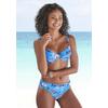 Bikini-Hose S.OLIVER "Maya", Damen, Gr. 40, N-Gr, blau (blau, bedruckt), Polyamid, floral, Badehosen, mit floralem Design und Umschlagbund, Topseller