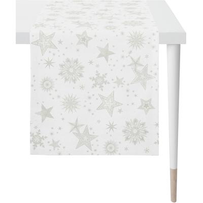 Tischläufer APELT "9602 CHRISTMAS ELEGANCE, Weihnachtsdeko, Weihnachten", beige (natur, goldfarben), B:48cm L:140cm, Polyester, Viskose, Tischdecken, Lurex-Jacquardgewebe