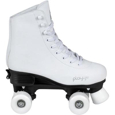 Rollschuhe PLAYLIFE "Classic White adjustable" Gr. 39, schwarz (schwarz, weiß), Inlineskates_Rollschuhe_Schlittschuhe, Kinder, 39/42, Lederimitat, Vinyl