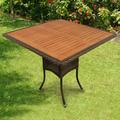 Gartentisch INDOBA "Valencia" Tische Gr. B/H/T: 85 cm x 74 cm x 85 cm, schwarz (schwarz, schwarz, natur) Klapptische quadratisch - Polyrattan braun IND-70113-TI