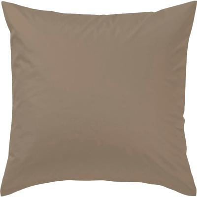 Kissenbezug CURT BAUER "Uni-Mako-Satin", braun (nougatbraun), B:80cm L:80cm, Mako-Satin, Obermaterial: 100% Baumwolle, Kissenbezüge, Unifarben Image
