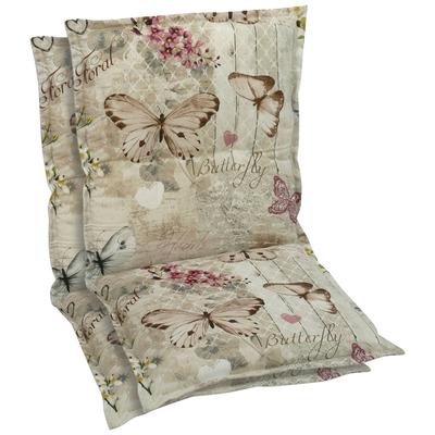 Sesselauflage GO-DE, rosa (creme, braun, rose), B:100cm H:5,5cm T:50cm, Bezug: 65% Polyester, 35% Baumwolle, Polsterauflagen Image