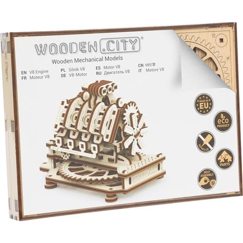 Wooden City Modellbausatz V8 Engine, aus Holz; Made in Europe braun Kinder Autos, Eisenbahn Modellbau