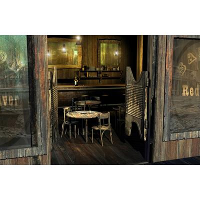 Fototapete PAPERMOON "SALOON-WILD WEST NOSTALGIE RETRO VINTAGE BAR COWBOY XXL", bunt, B:5,00m L:2,80m, Vlies, Tapeten