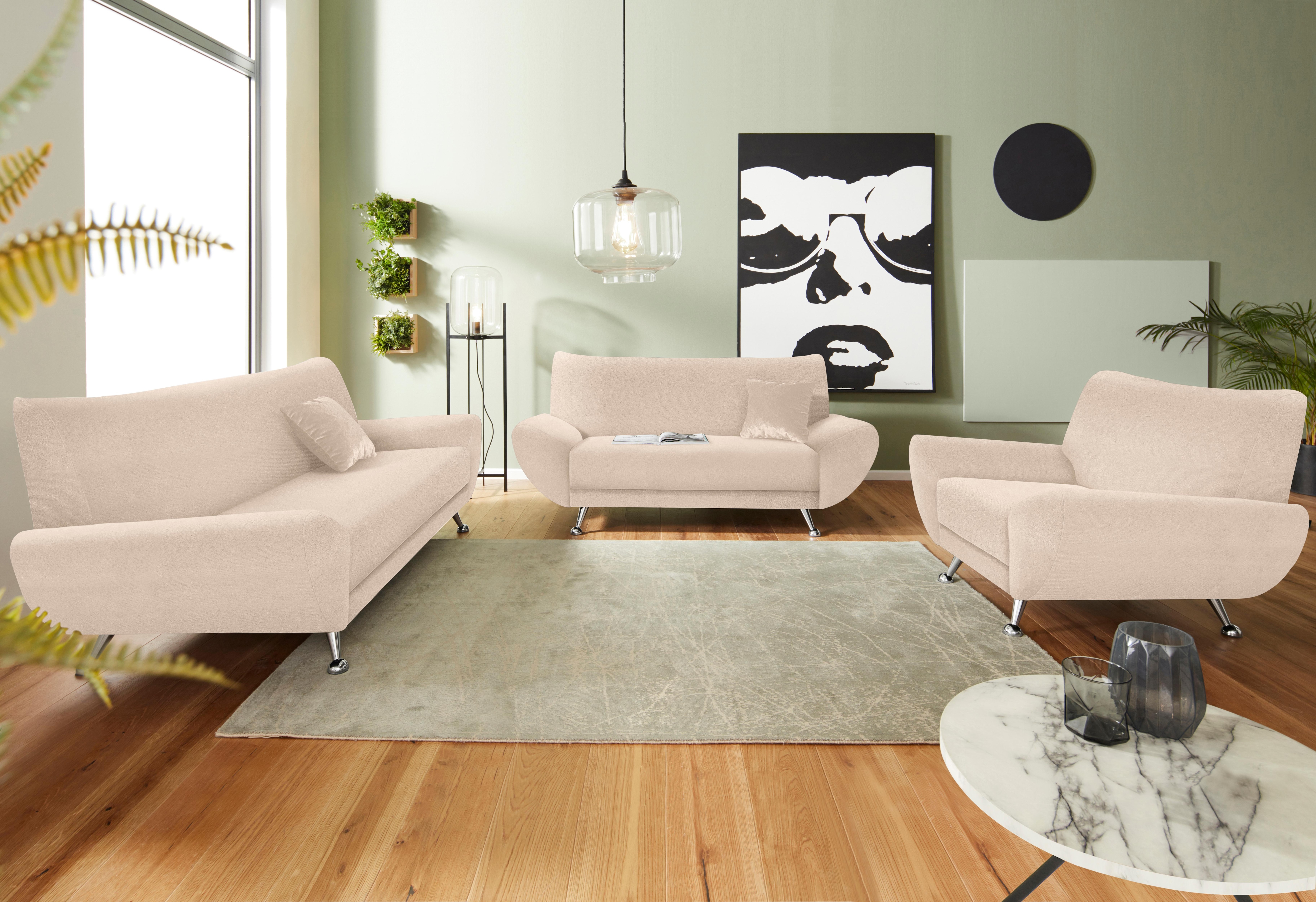 Polstergarnitur INOSIGN "Saltare elegant und komfortabel, OTTOs Choice, 3-2-1", beige (creme,), H:78cm T:82cm, Sitzmöbel-Sets