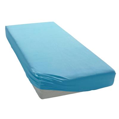Spannbettlaken BELLANA "Jersey-Elasthan deLuxe", blau (mittelblau), B:180cm L:200-220cm, Jersey-Elasthan, Obermaterial: 95% Baumwolle, 5% Elasthan, Laken, für Boxspringbetten und sehr hohe Matratzen Image