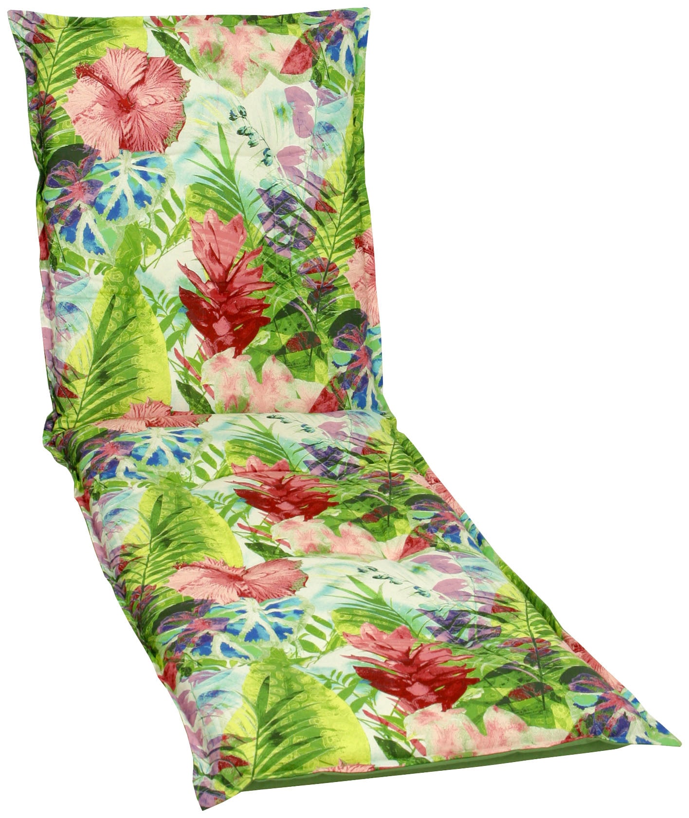 Liegenauflage GO-DE, grün (grün, rose), B:190cm H:7cm T:60cm, Obermaterial: 65% Polyester, 35% Baumwolle, Polsterauflagen Image