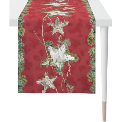 Tischläufer APELT "9531 WINTERWELT, Weihnachtsdeko, Weihnachten", bunt (rot, grün, bunt), B:46cm L:140cm, Baumwolle, Tischdecken, Digitaldruck