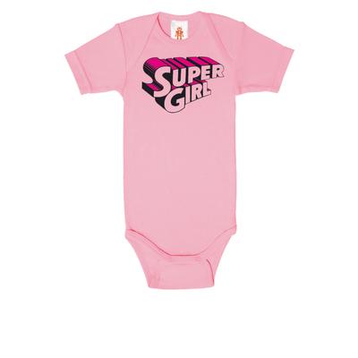 Body LOGOSHIRT Gr. 98, EURO-Größen, rosa Baby Bodies mit trendigem Super-Girl-Schriftzug