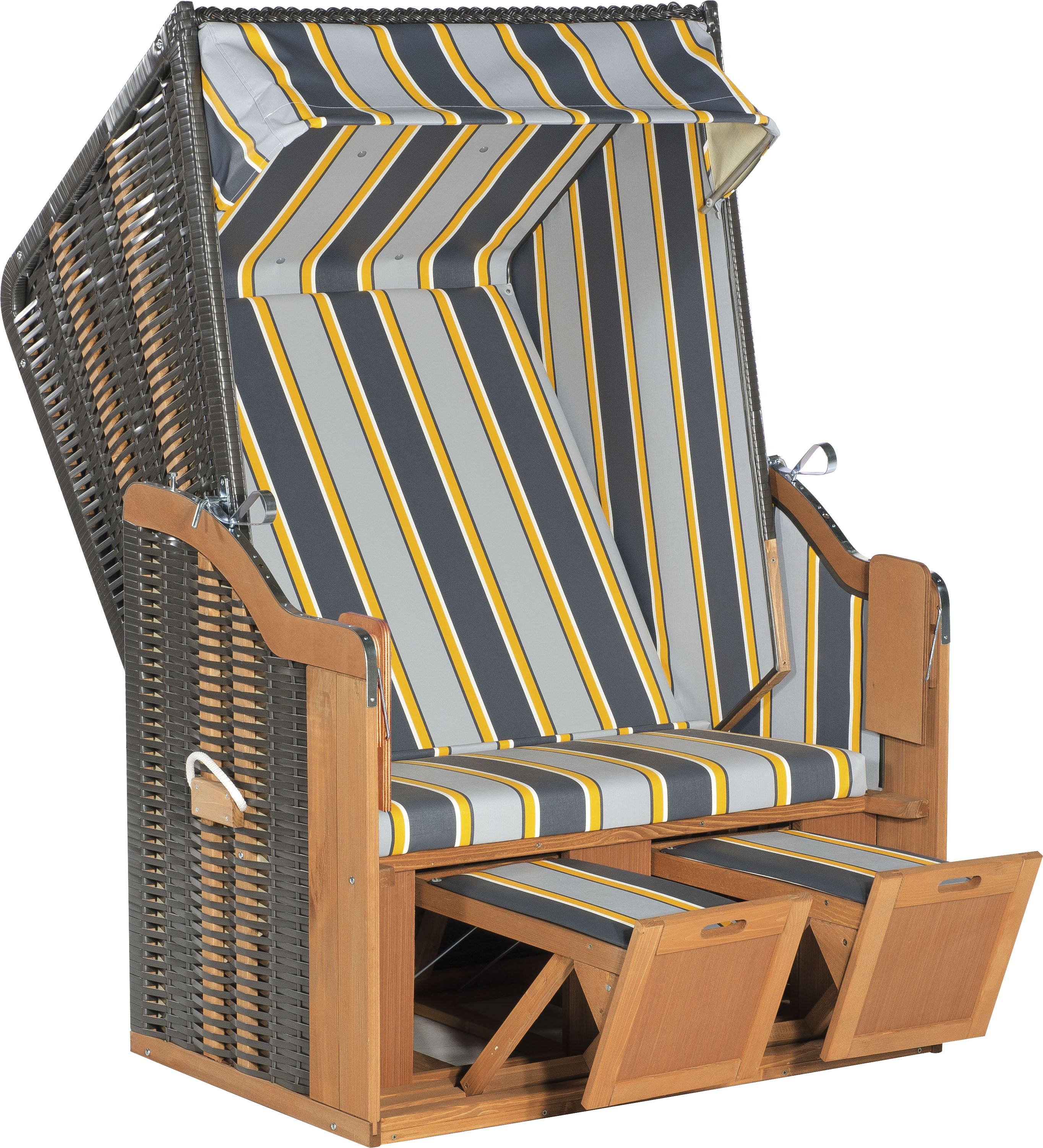 Strandkorb SUNNYSMART "Rustikal 50 Basic 620", grau (korpus: natur, anthrazit bezug: grau, gelb, anthrazit), B:120cm H:160cm T:80cm, Strandkörbe, Strandkorb