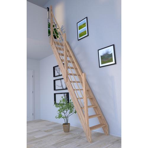 „STARWOOD Raumspartreppe „“Eiche 3000, Holz-Holz Design Geländer Rechts““ Treppen Durchgehende Wangenteile beige (natur) Treppen“