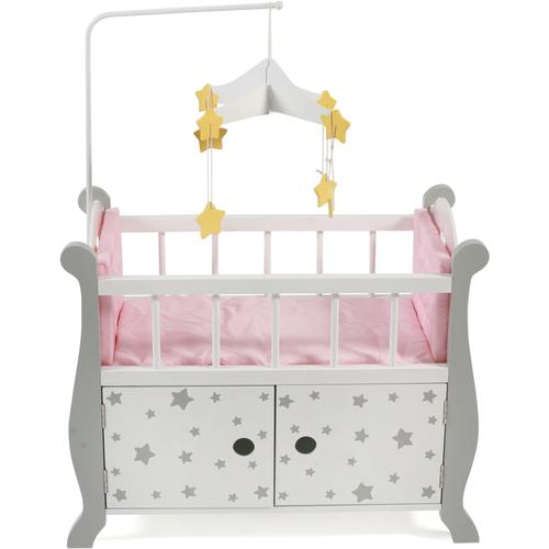 "Puppenbett CHIC2000 ""Stars Grau"" Puppenmöbel grau (stars grau) Kinder Puppenmöbel aus Holz mit Mobile"