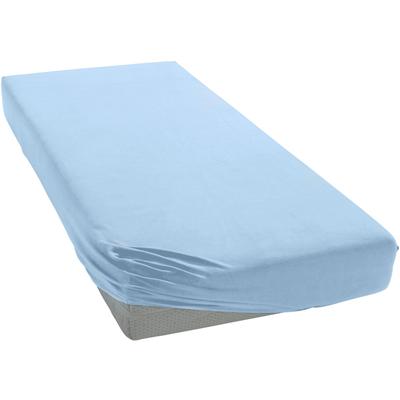 Spannbettlaken JANINE "ELASTIC 5002", blau (hellblau), B:180-200cm L:200-220cm, Jersey-Elasthan, Obermaterial: 95% Baumw