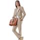 Jackenblazer HEINE "Blazer" Gr. 36, beige (ecru, sesam, kariert) Damen Blazer