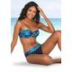 Bügel-Bandeau-Bikini LASCANA Gr. 36, Cup D, blau (blau, bedruckt) Damen Bikini-Sets Ocean Blue