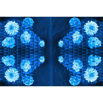 Fototapete ARCHITECTS PAPER "Artwork Flowers", blau, B:4m L:2,7m, Vlies, Tapeten, Vlies, Wand, Schräge